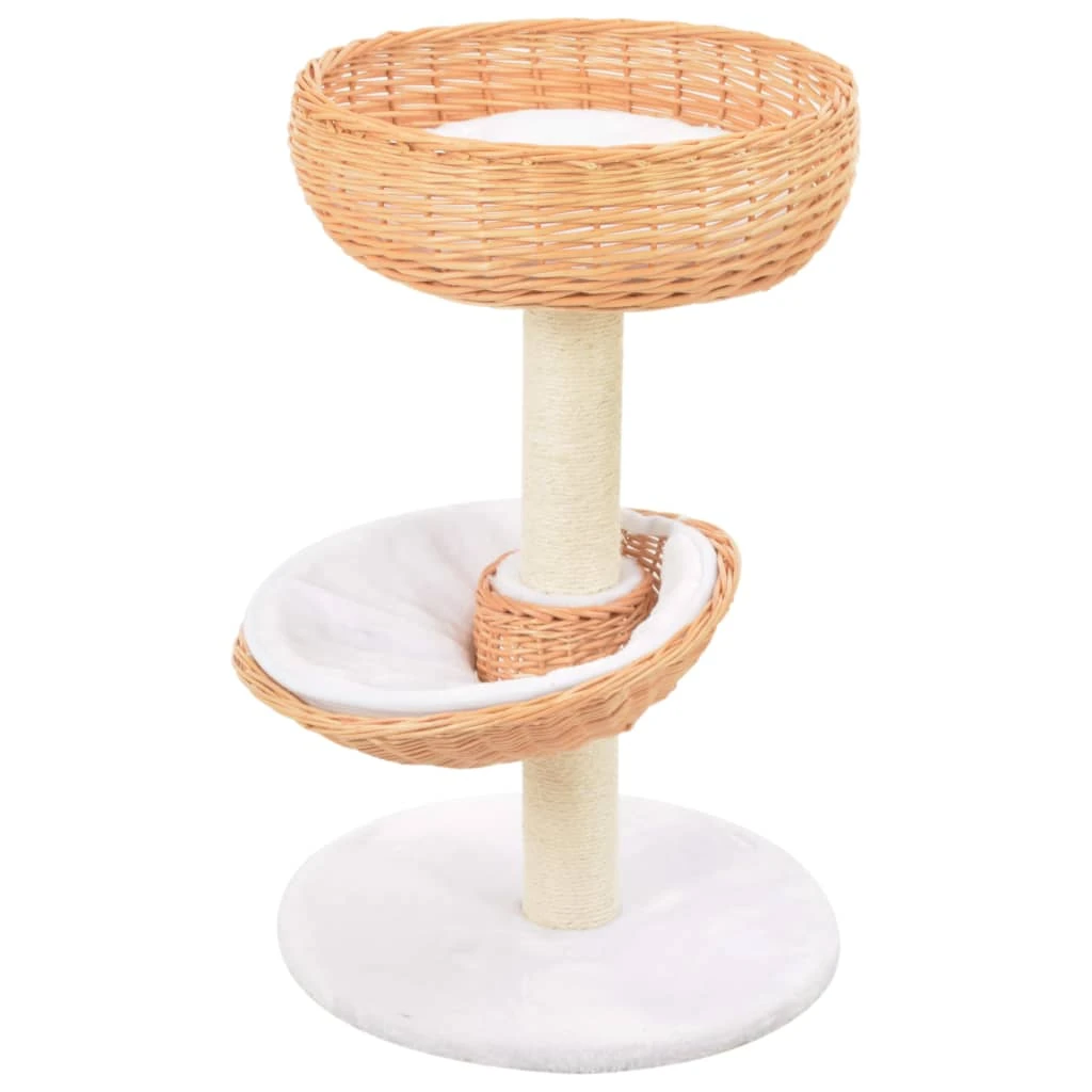 vidaXL Cat Tree Natural Willow, soft plush, sisal rope Cat Tree ...