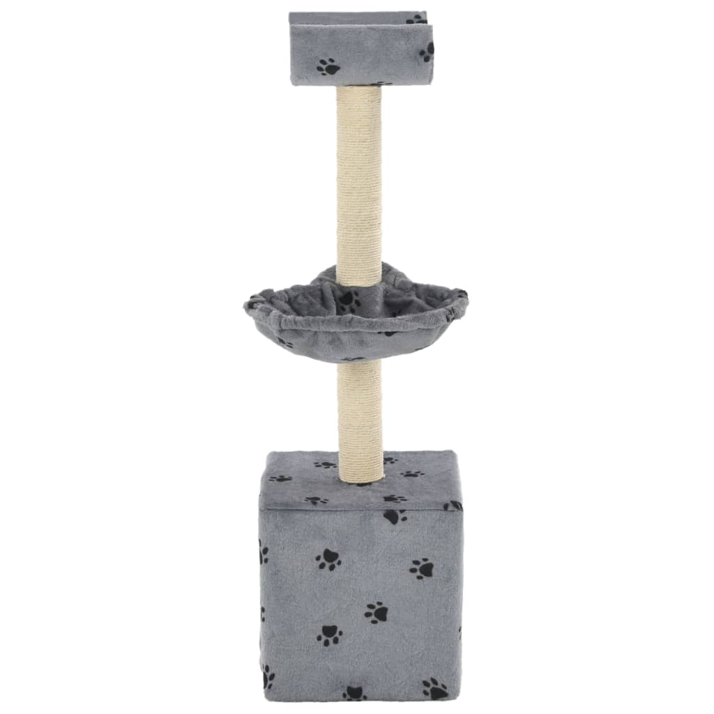 Glamorous Pups : vidaXL Cat Tree Grey with Paw Prints Particle Board, Plush, Sisal Rope