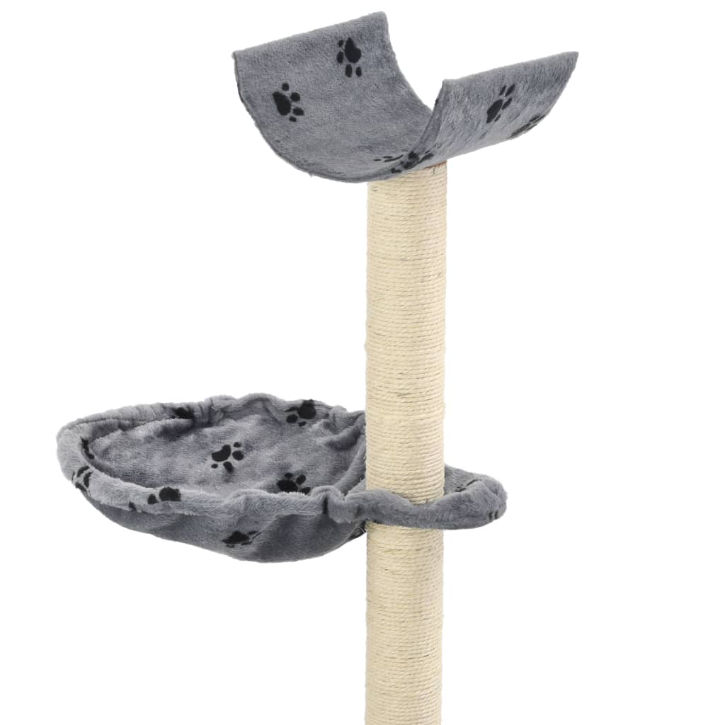 Glamorous Pups : vidaXL Cat Tree Grey with Paw Prints Particle Board, Plush, Sisal Rope