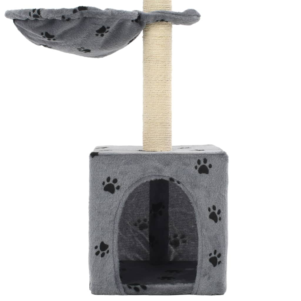 Glamorous Pups : vidaXL Cat Tree Grey with Paw Prints Particle Board, Plush, Sisal Rope