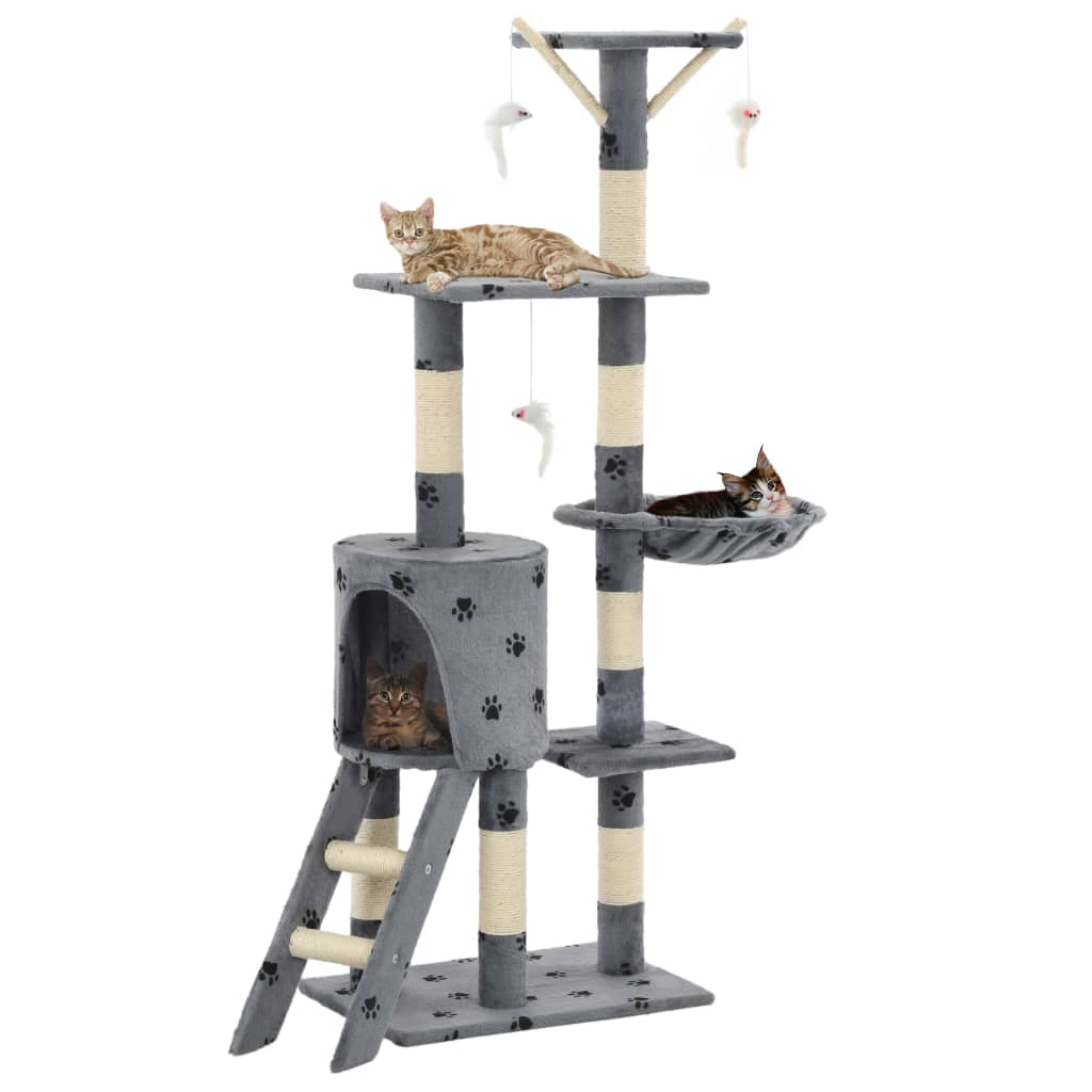Glamorous Pups : vidaXL Cat Tree Grey with paw prints