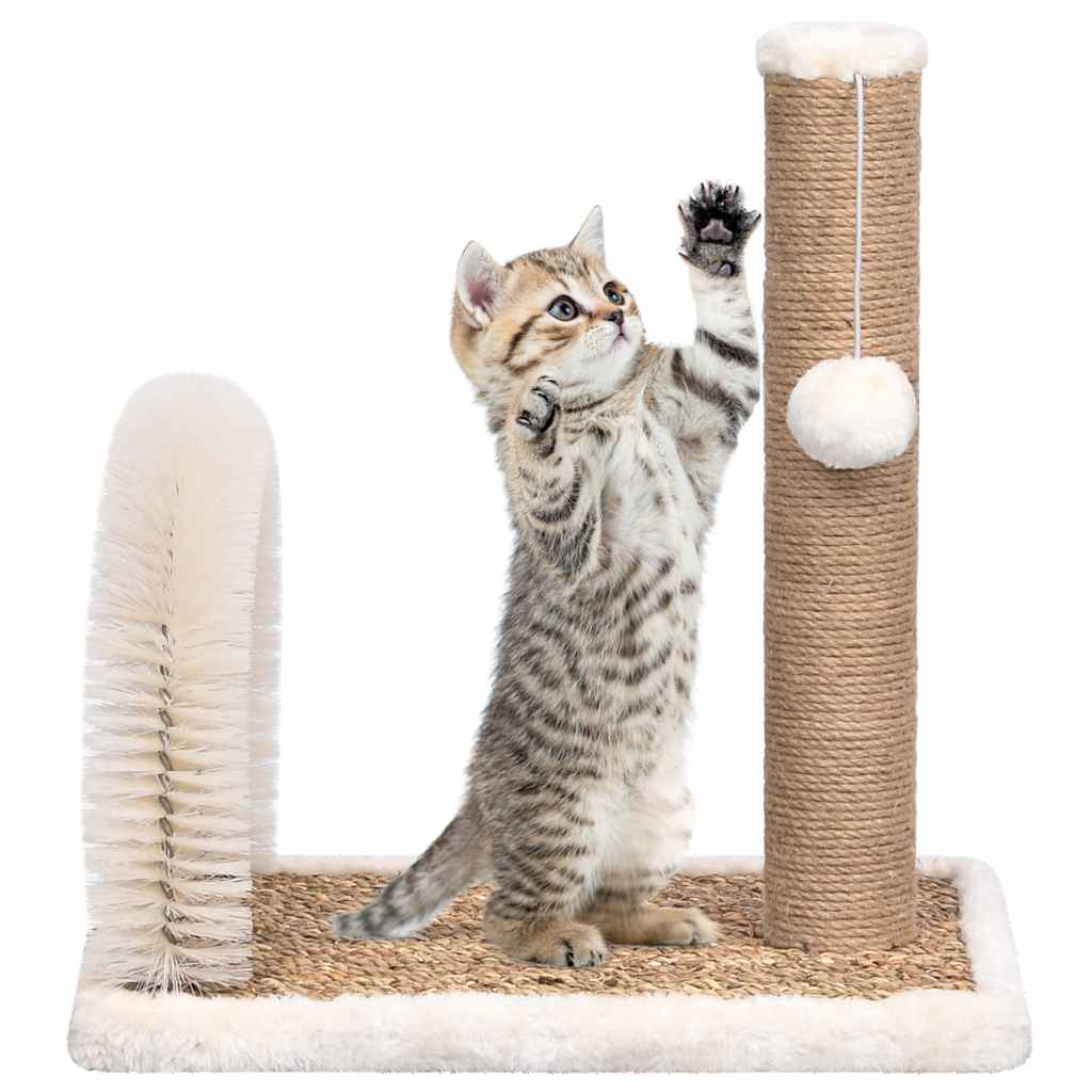 Glamorous Pups : vidaXL Cat Tree Brown and white Flakeboard, flush, seagrass Compact