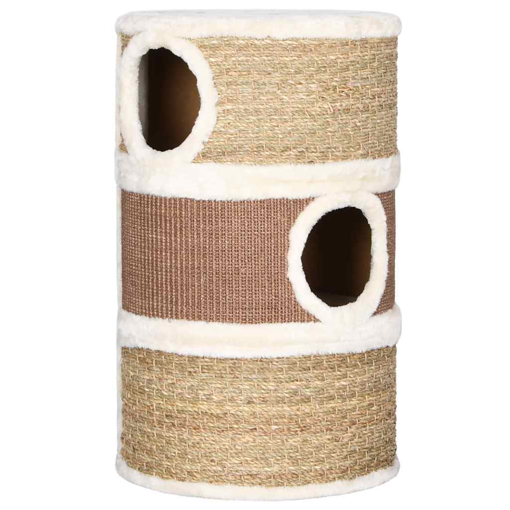 Glamorous Pups : vidaXL Cat Barrel Brown, White Flakeboard, plush, seagrass Large Durable