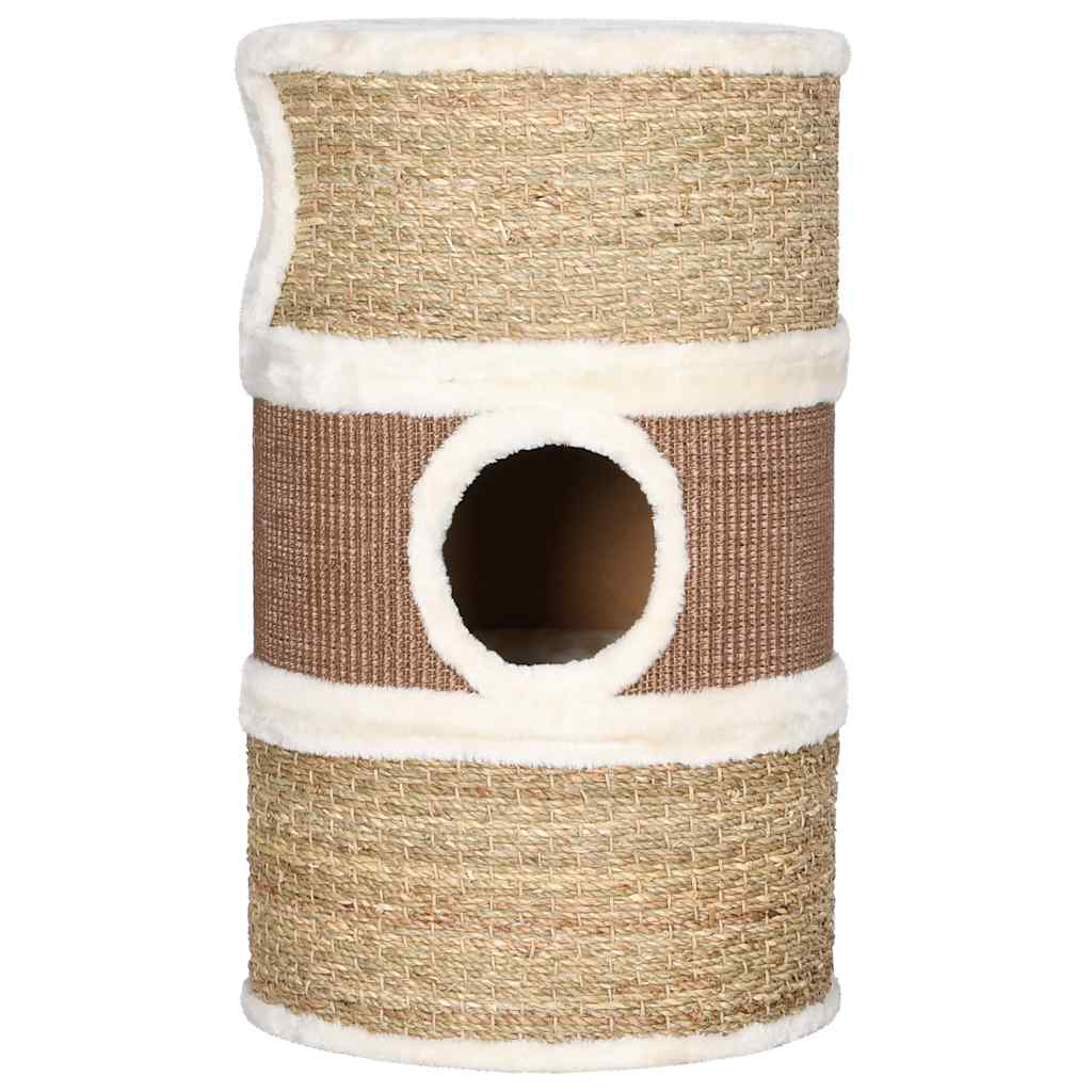 Glamorous Pups : vidaXL Cat Barrel Brown, White Flakeboard, plush, seagrass Large Durable