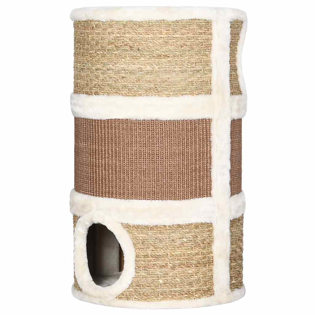 Glamorous Pups : vidaXL Cat Barrel Brown, White Flakeboard, plush, seagrass Large Durable