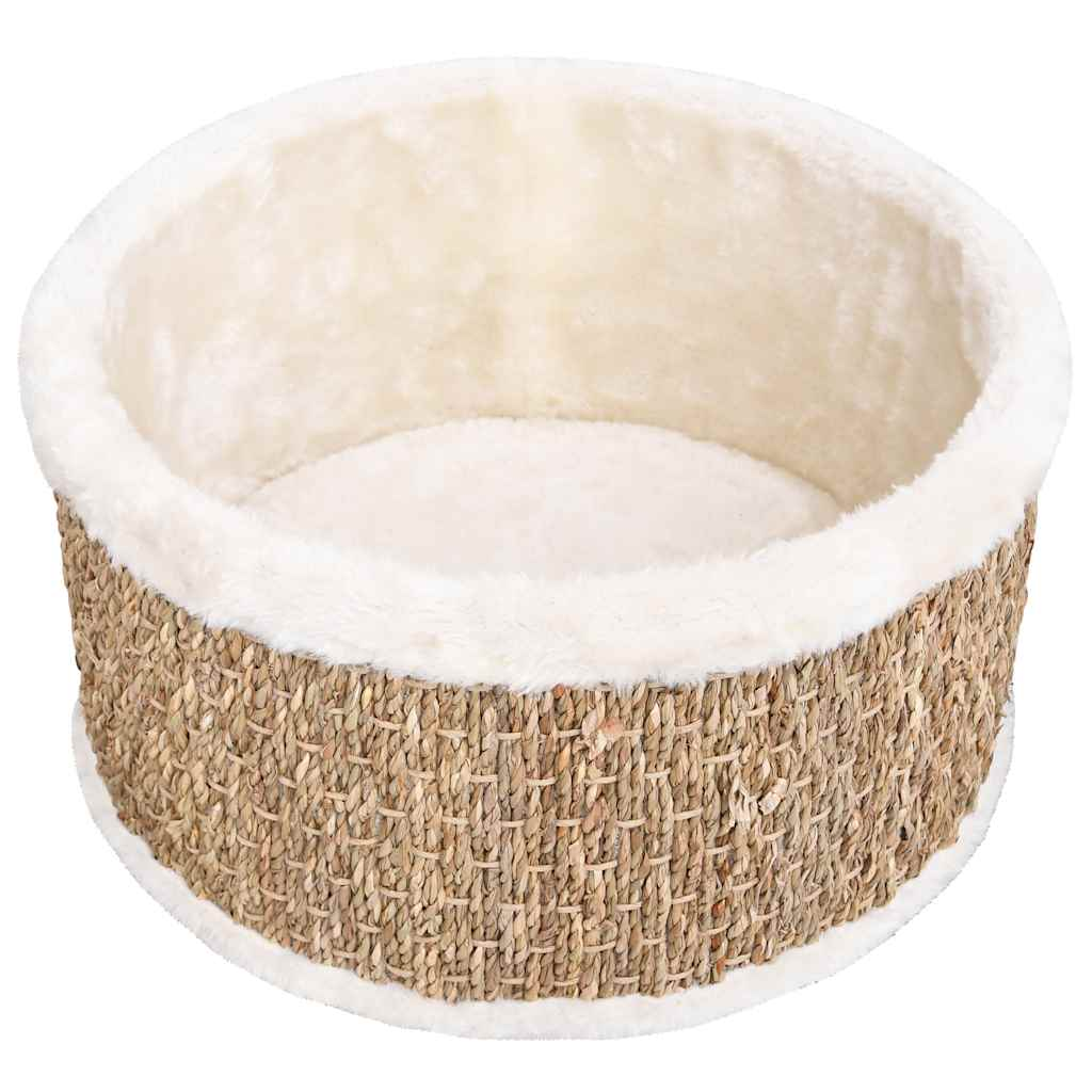 Glamorous Pups : vidaXL Cat Basket Beige Flakeboard, plush, seagrass 14.2 in diameter