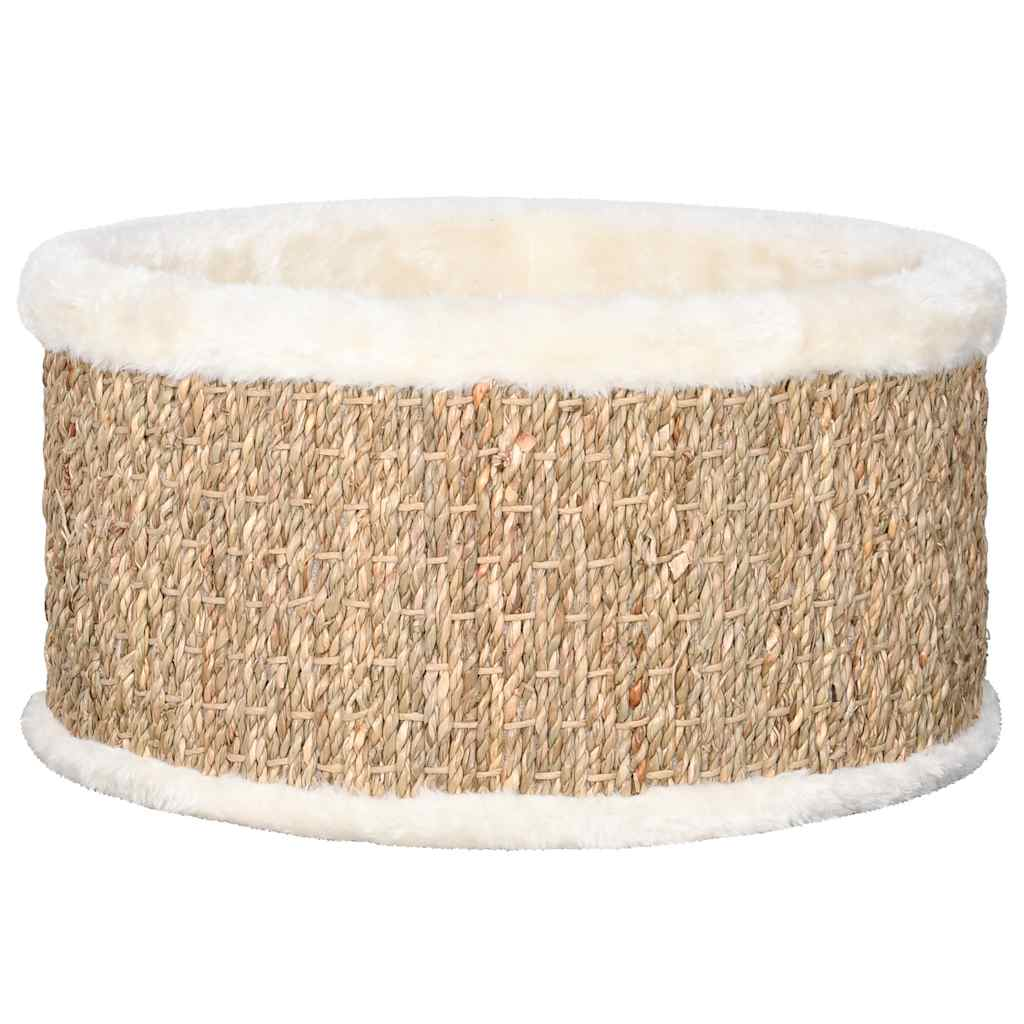 Glamorous Pups : vidaXL Cat Basket Beige Flakeboard, plush, seagrass 14.2 in diameter
