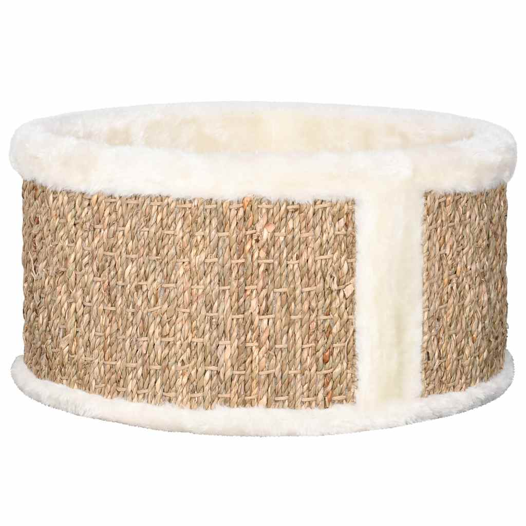 Glamorous Pups : vidaXL Cat Basket Beige Flakeboard, plush, seagrass 14.2 in diameter