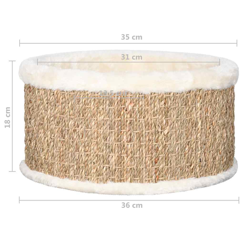 Glamorous Pups : vidaXL Cat Basket Beige Flakeboard, plush, seagrass 14.2 in diameter