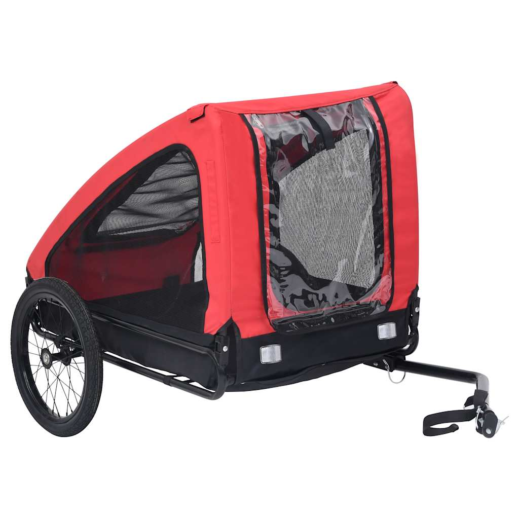 Glamorous Pups : vidaXL Pet Bike Trailer Red Oxford Fabric Medium Foldable