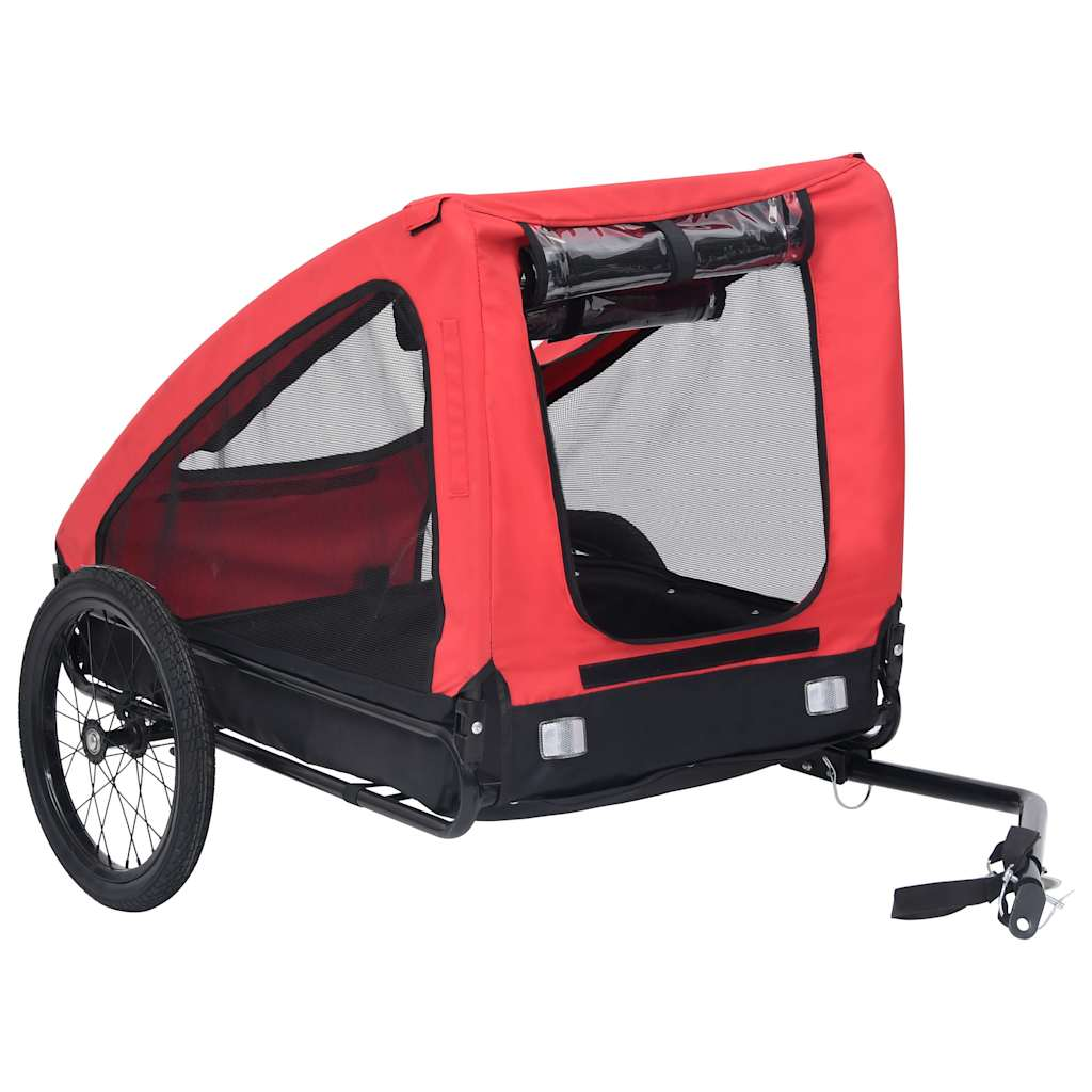Glamorous Pups : vidaXL Pet Bike Trailer Red Oxford Fabric Medium Foldable