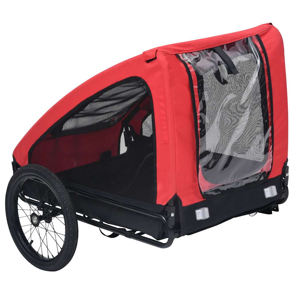 Glamorous Pups : vidaXL Pet Bike Trailer Red Oxford Fabric Medium Foldable