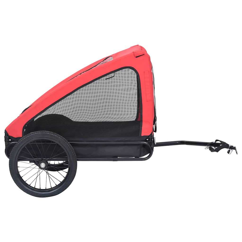 Glamorous Pups : vidaXL Pet Bike Trailer Red Oxford Fabric Medium Foldable