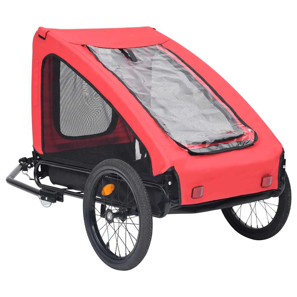 Glamorous Pups : vidaXL Pet Bike Trailer Red Oxford Fabric Medium Foldable