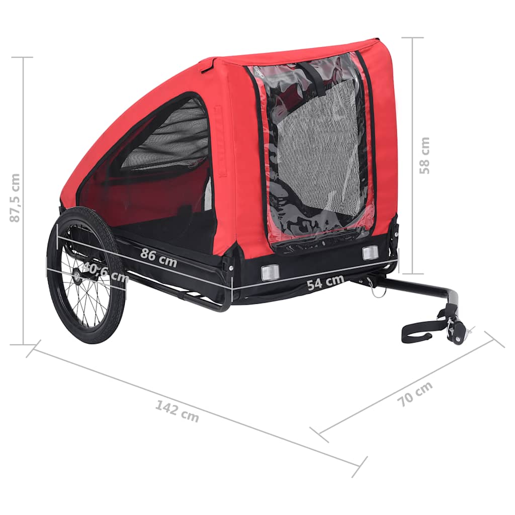 Glamorous Pups : vidaXL Pet Bike Trailer Red Oxford Fabric Medium Foldable
