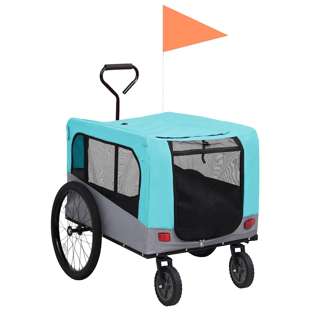 Glamorous Pups : vidaXL Pet Bike Trailer Blue and Grey Oxford fabric, steel, metal board