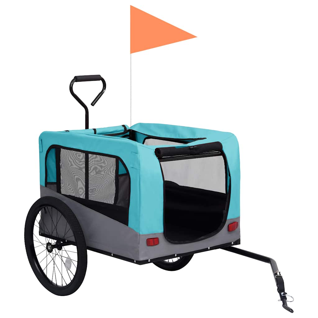Glamorous Pups : vidaXL Pet Bike Trailer Blue and Grey Oxford fabric, steel, metal board