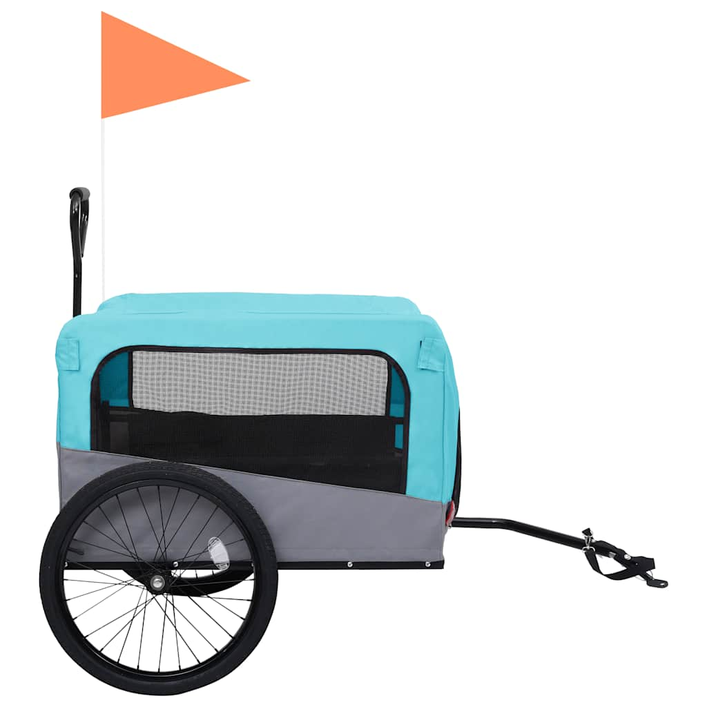 Glamorous Pups : vidaXL Pet Bike Trailer Blue and Grey Oxford fabric, steel, metal board