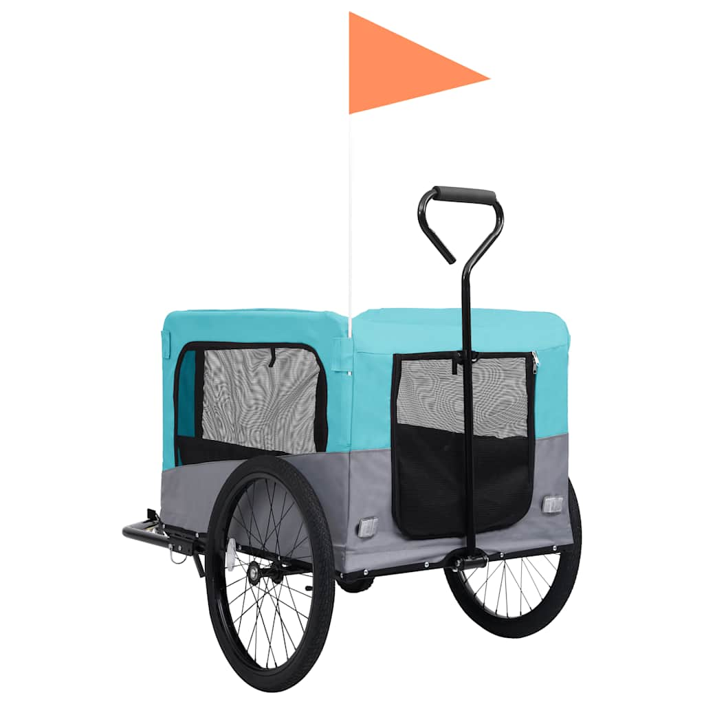 Glamorous Pups : vidaXL Pet Bike Trailer Blue and Grey Oxford fabric, steel, metal board