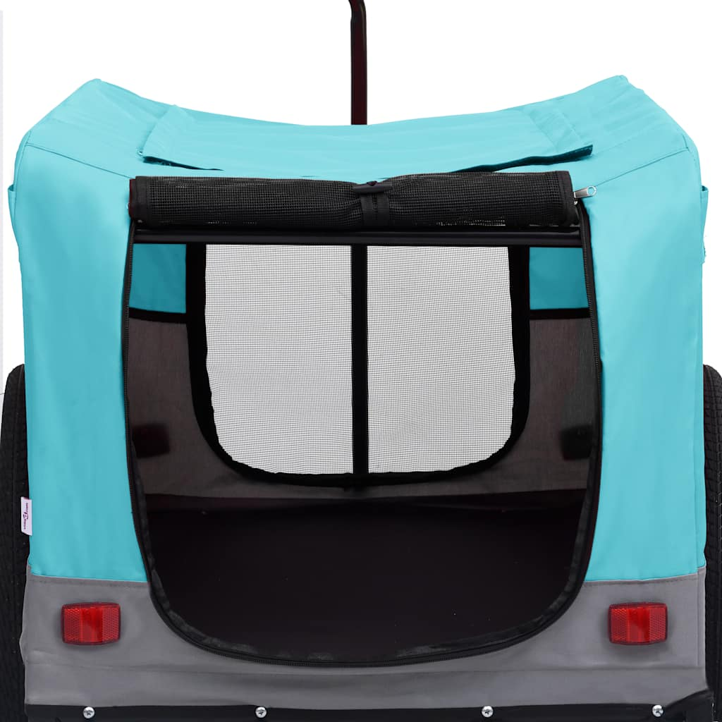 Glamorous Pups : vidaXL Pet Bike Trailer Blue and Grey Oxford fabric, steel, metal board