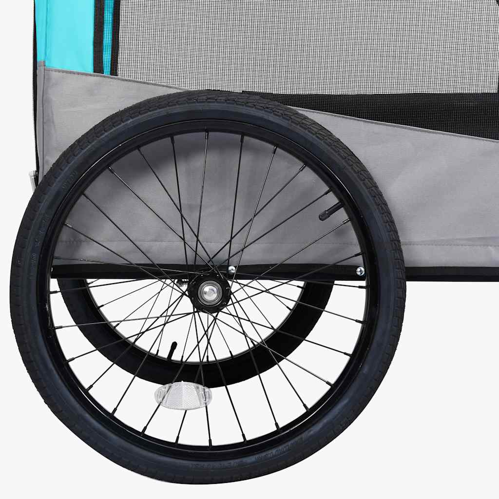 Glamorous Pups : vidaXL Pet Bike Trailer Blue and Grey Oxford fabric, steel, metal board