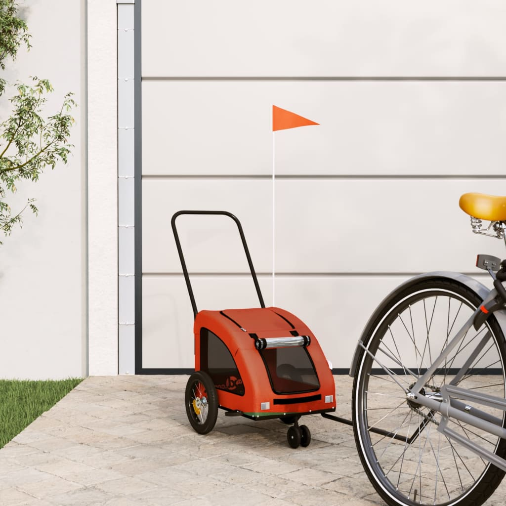 Glamorous Pups : vidaXL Pet Bike Trailer Orange and Grey Oxford fabric, iron, PVC Small