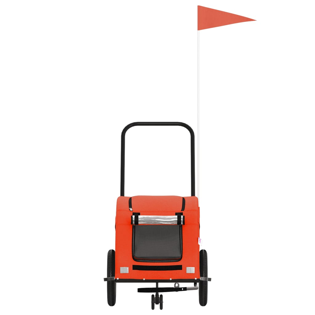 Glamorous Pups : vidaXL Pet Bike Trailer Orange and Grey Oxford fabric, iron, PVC Small