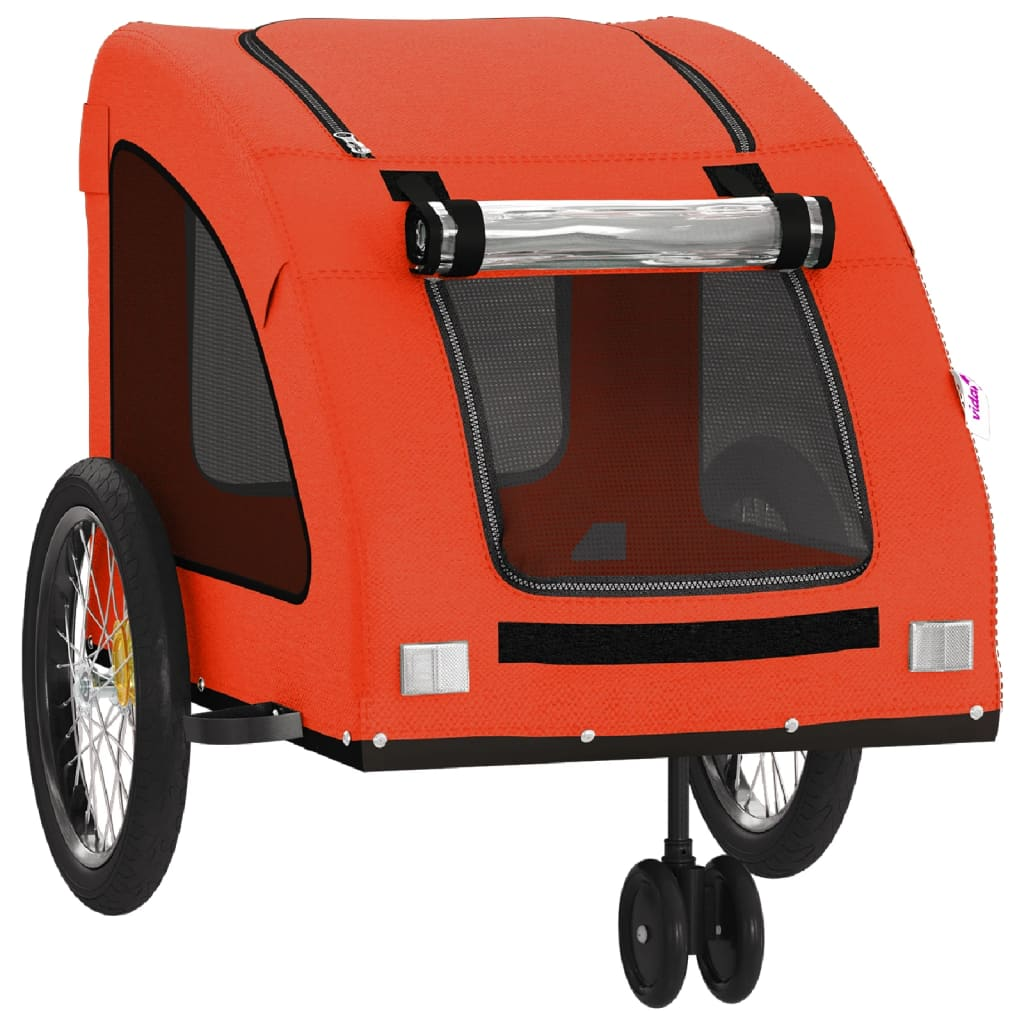 Glamorous Pups : vidaXL Pet Bike Trailer Orange and Grey Oxford fabric, iron, PVC Small