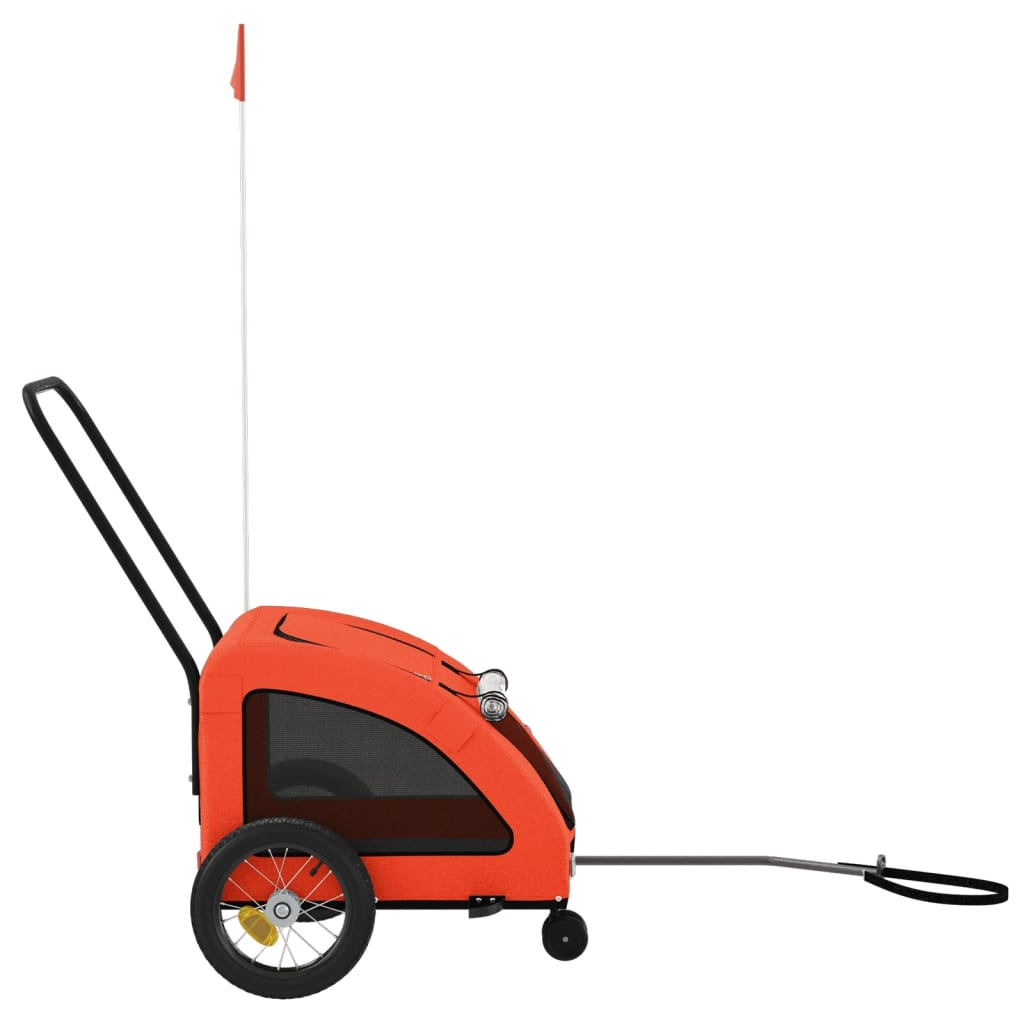 Glamorous Pups : vidaXL Pet Bike Trailer Orange and Grey Oxford fabric, iron, PVC Small