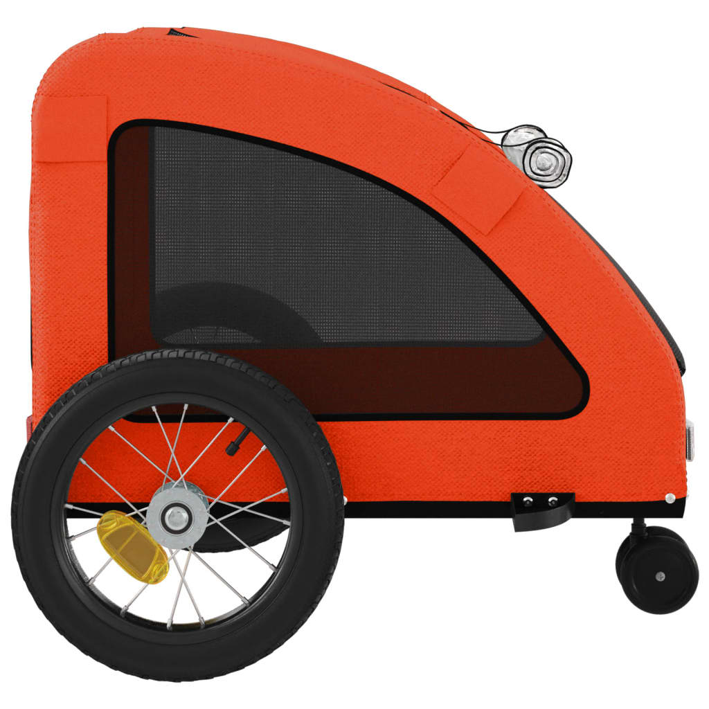 Glamorous Pups : vidaXL Pet Bike Trailer Orange and Grey Oxford fabric, iron, PVC Small