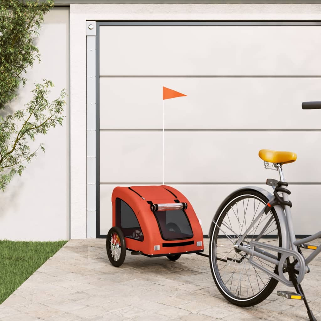 Glamorous Pups : vidaXL Pet Bike Trailer Orange Oxford fabric and Iron Medium Collapsible