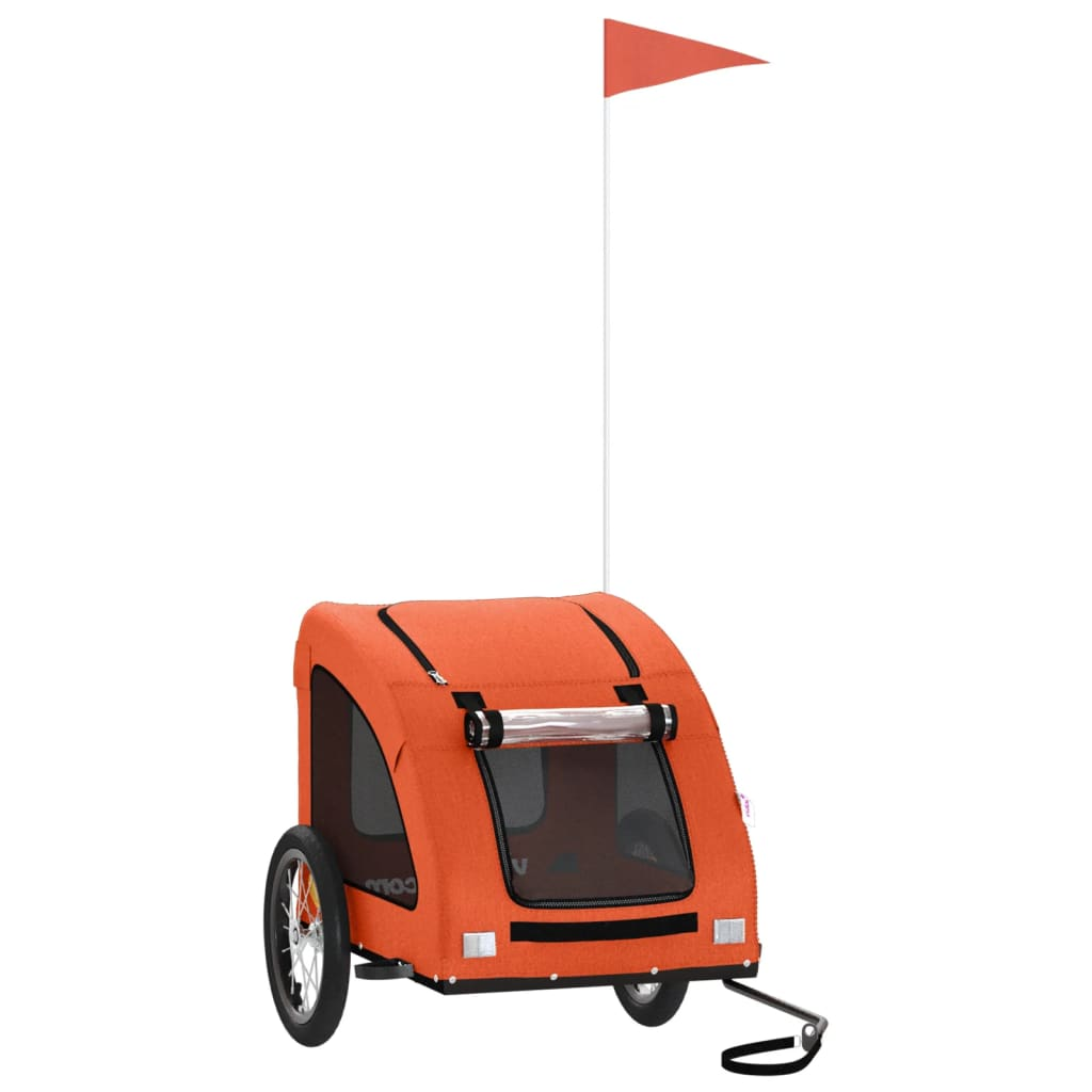 Glamorous Pups : vidaXL Pet Bike Trailer Orange Oxford fabric and Iron Medium Collapsible