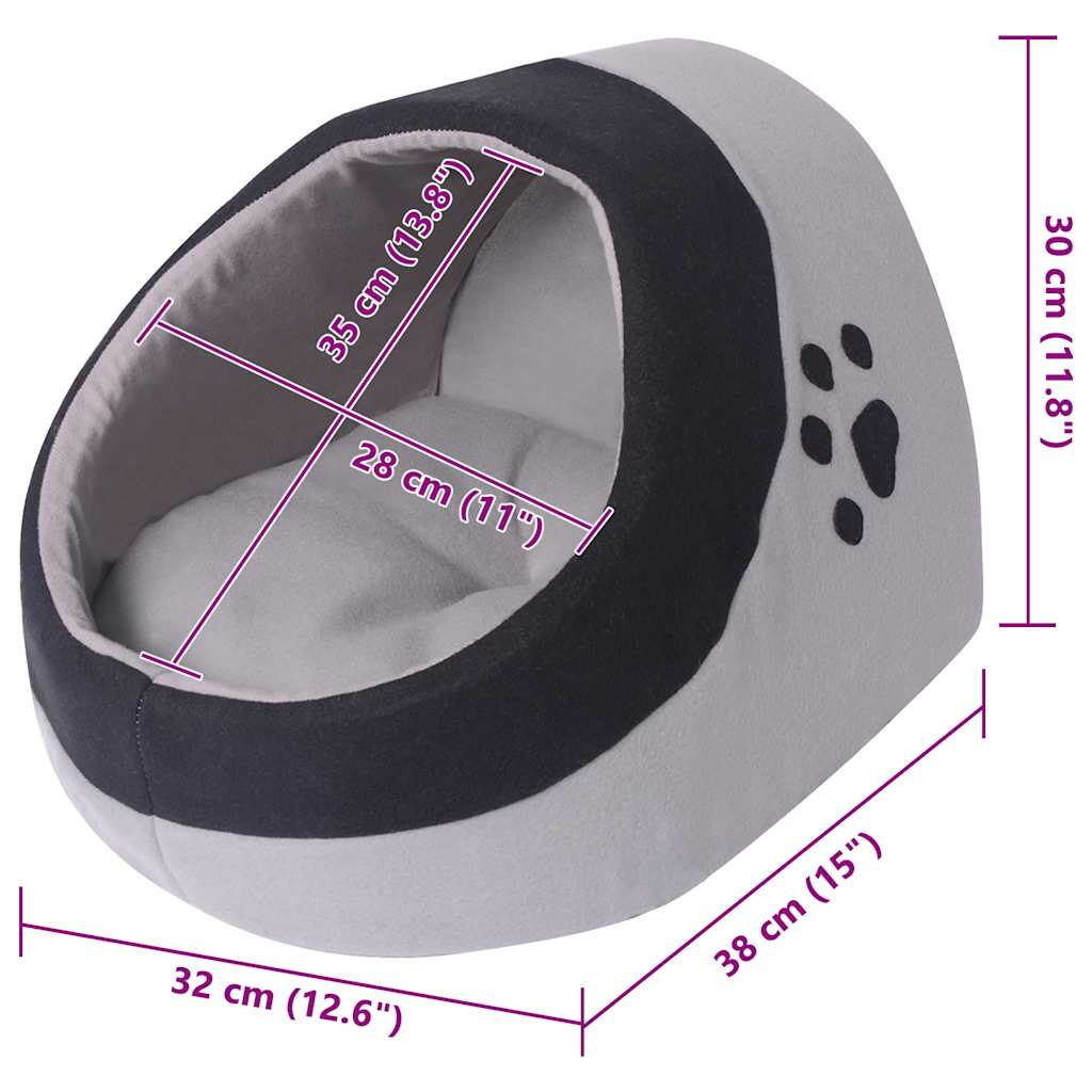 Glamorous Pups : vidaXL Cat Bed Grey and Black Polyester fleece L Cat Bed Cubic