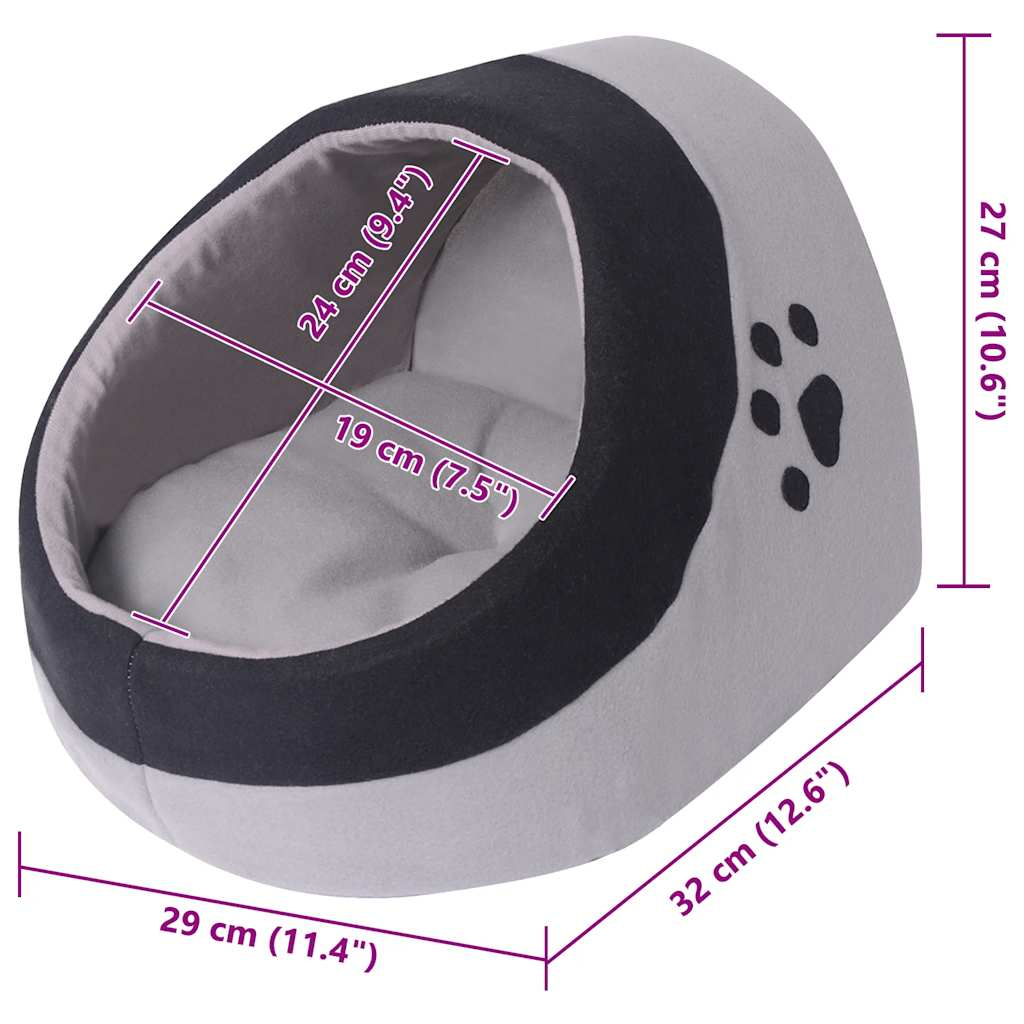 Glamorous Pups : vidaXL Cat Bed Grey and Black Polyester Fleece Medium Portable Cat Bed