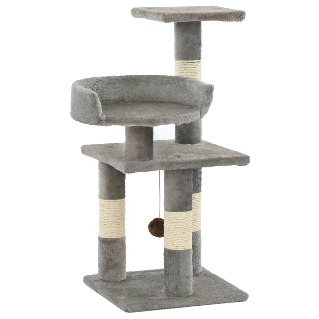 Glamorous Pups : vidaXL Cat Tree Grey Particle board, soft plush, sisal rope Medium