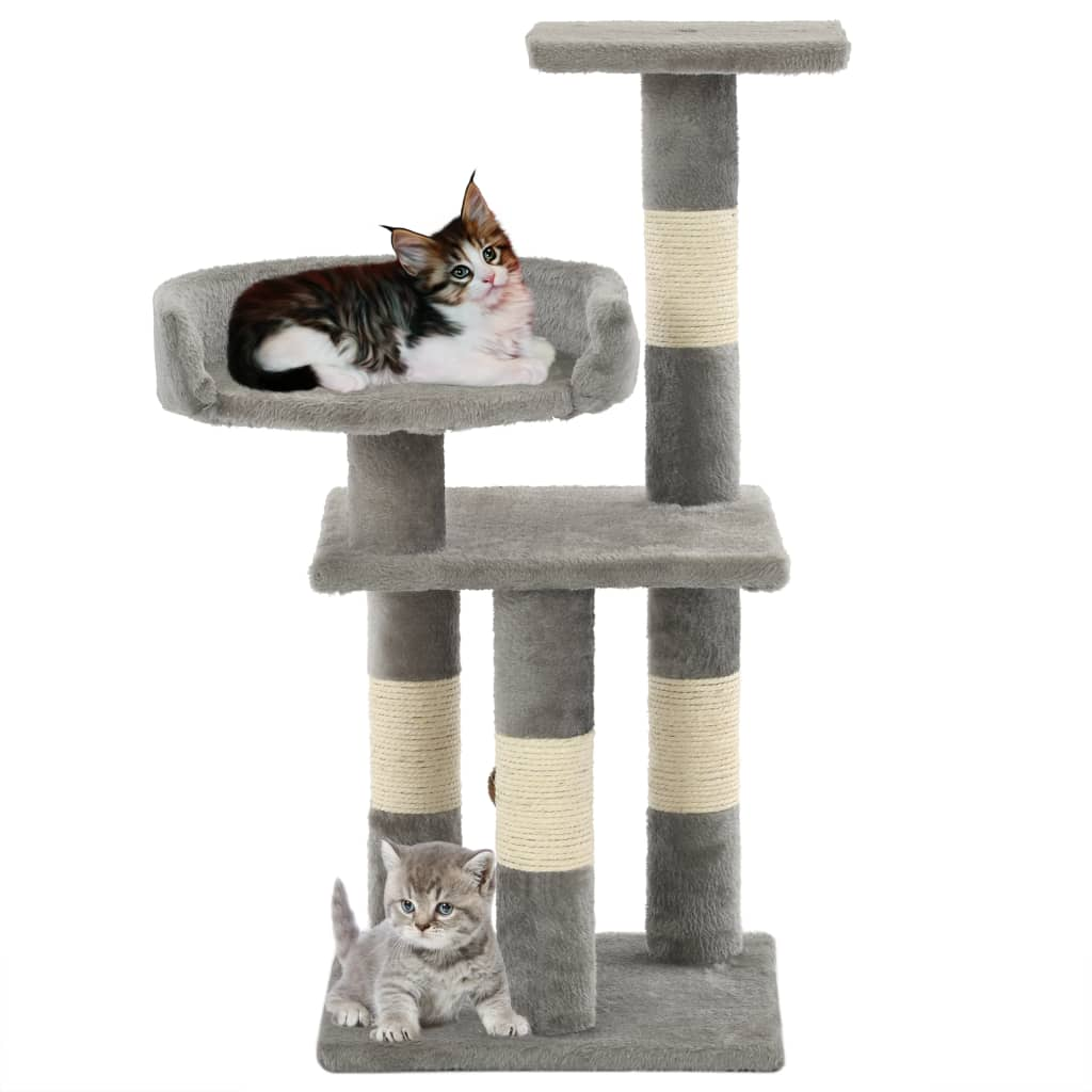 Glamorous Pups : vidaXL Cat Tree Grey Particle board, soft plush, sisal rope Medium