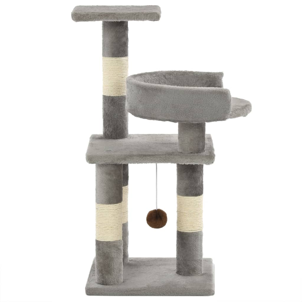 Glamorous Pups : vidaXL Cat Tree Grey Particle board, soft plush, sisal rope Medium