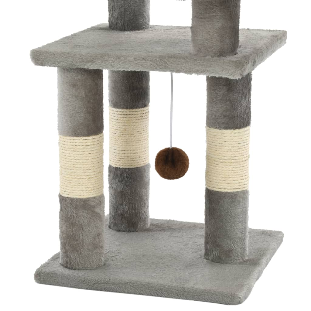 Glamorous Pups : vidaXL Cat Tree Grey Particle board, soft plush, sisal rope Medium
