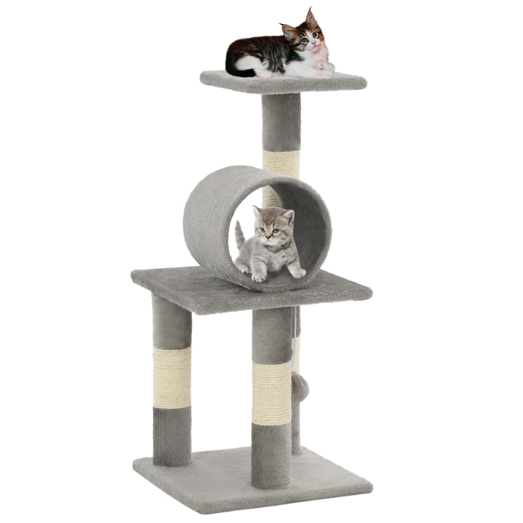 Glamorous Pups : vidaXL Cat Tree Grey Particle board, plush, sisal rope Medium Durable