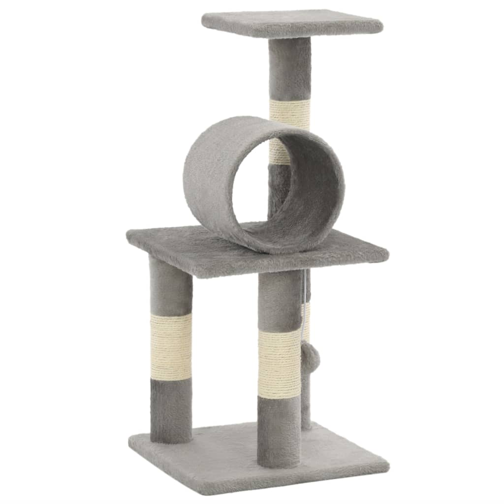 Glamorous Pups : vidaXL Cat Tree Grey Particle board, plush, sisal rope Medium Durable