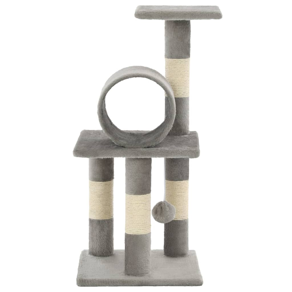 Glamorous Pups : vidaXL Cat Tree Grey Particle board, plush, sisal rope Medium Durable