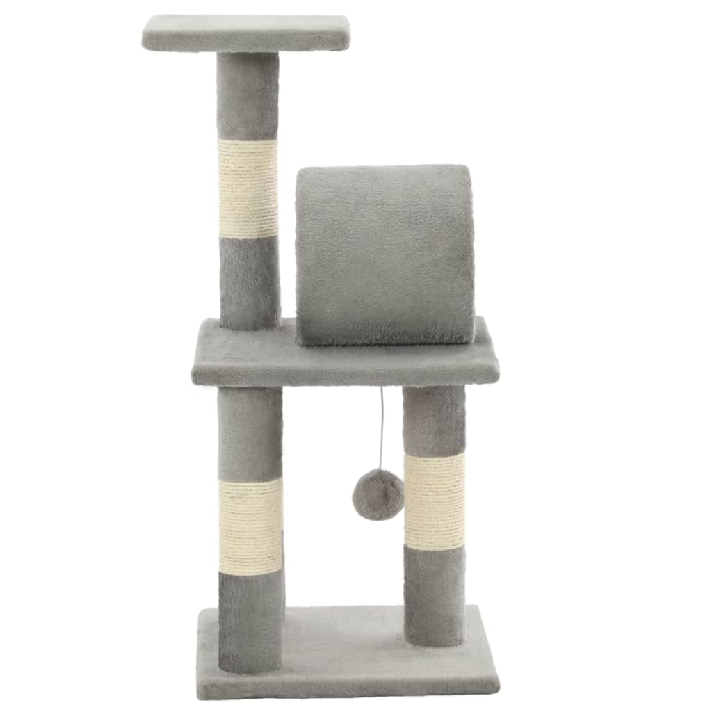 Glamorous Pups : vidaXL Cat Tree Grey Particle board, plush, sisal rope Medium Durable