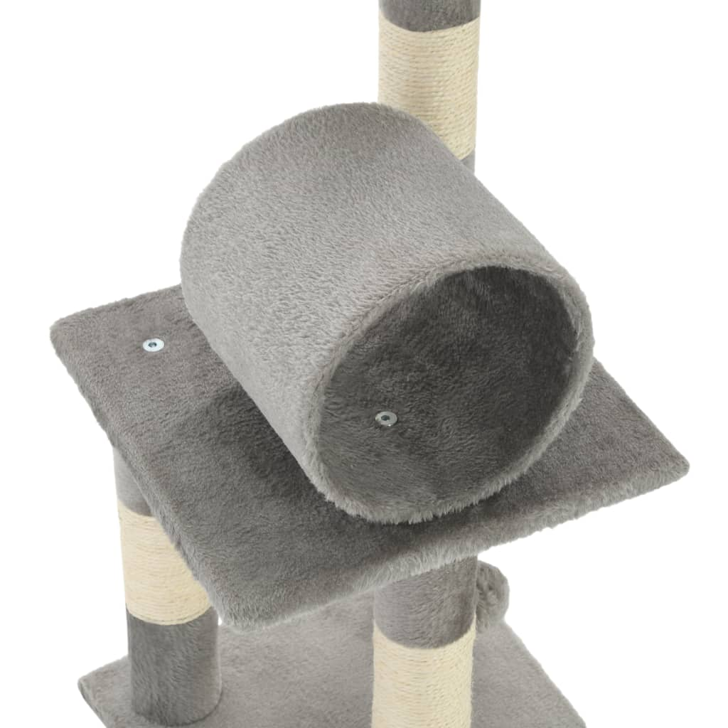 Glamorous Pups : vidaXL Cat Tree Grey Particle board, plush, sisal rope Medium Durable
