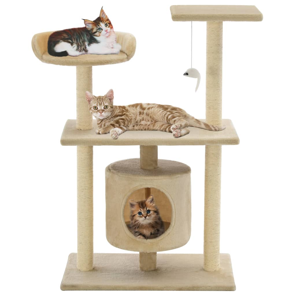 Glamorous Pups : vidaXL Cat Tree Beige Engineered wood, sisal rope, plush fabric Medium