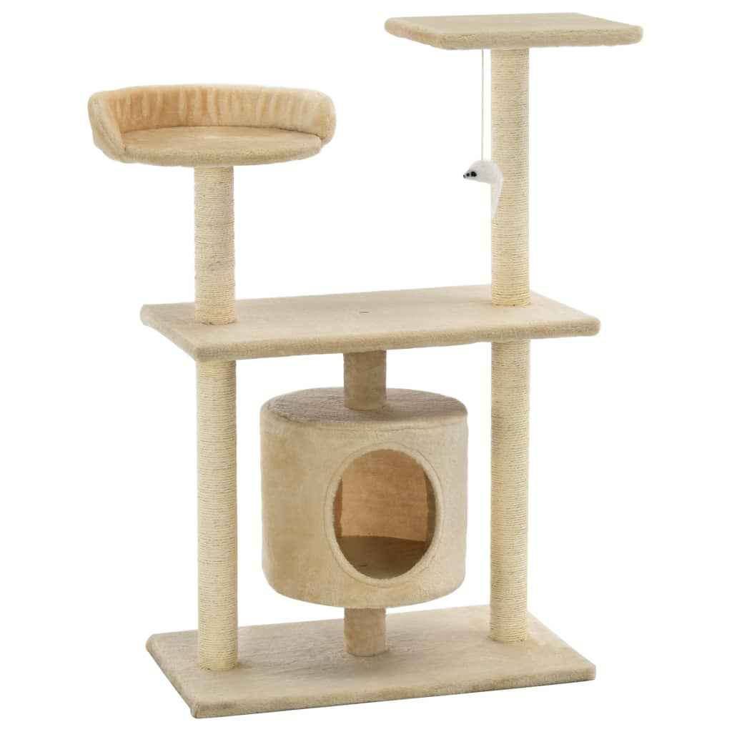 Glamorous Pups : vidaXL Cat Tree Beige Engineered wood, sisal rope, plush fabric Medium