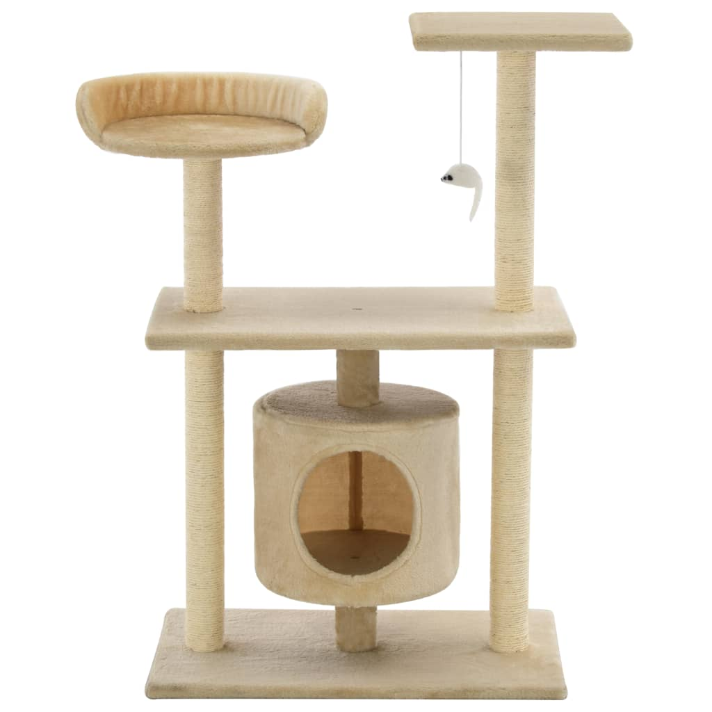 Glamorous Pups : vidaXL Cat Tree Beige Engineered wood, sisal rope, plush fabric Medium