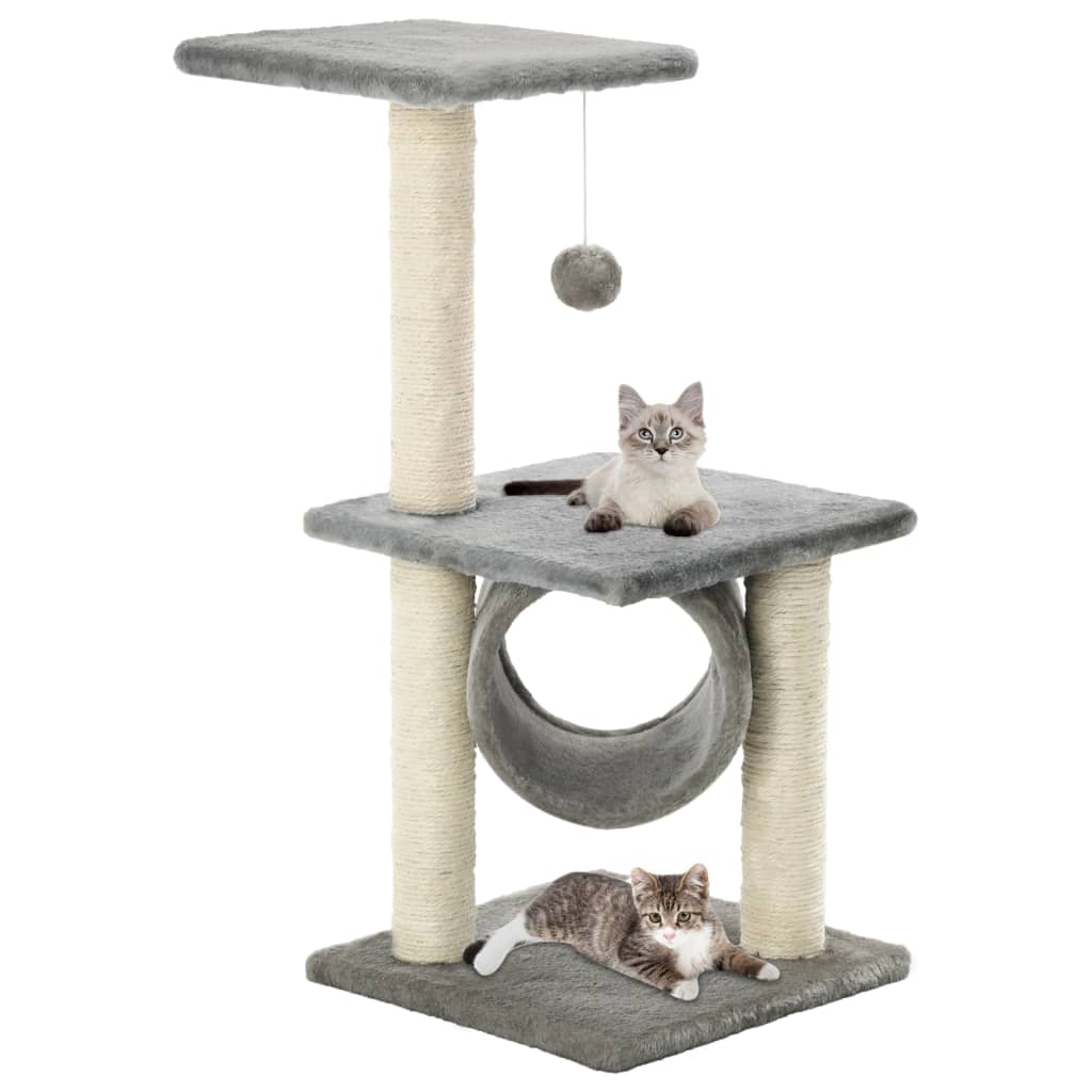 Glamorous Pups : vidaXL Cat Tree Grey Particle board, Soft plush, Sisal rope 25.6 in