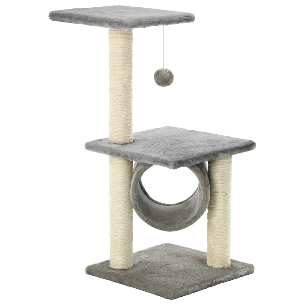 Glamorous Pups : vidaXL Cat Tree Grey Particle board, Soft plush, Sisal rope 25.6 in