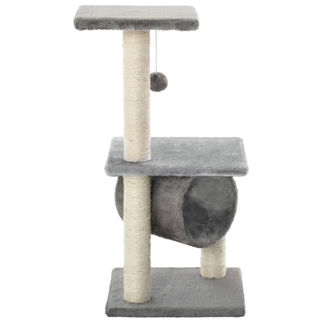 Glamorous Pups : vidaXL Cat Tree Grey Particle board, Soft plush, Sisal rope 25.6 in