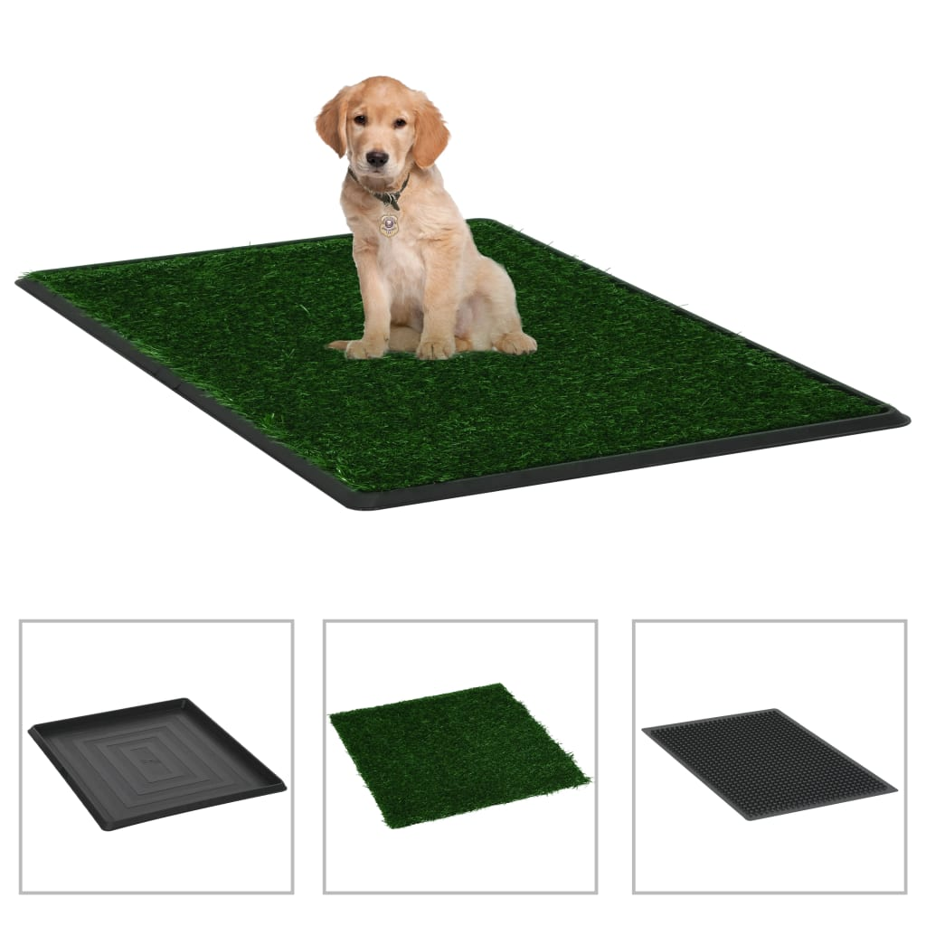 Glamorous Pups : vidaXL Pet Toilet Green, Black PP, PS, PE 25.2 x 20.1 x 1.2 in Portable